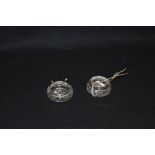 A Pair of Silver Mounted Crystal Salts, Birmingham 1891, Silver and Other Spoons