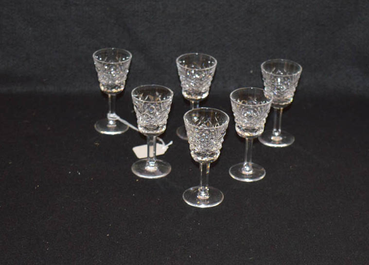 A Set of Six Waterford Crystal Liqueur Glasses