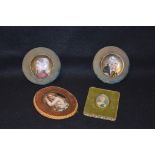 Two Oval Minatures and a Pair of Circular Plaques