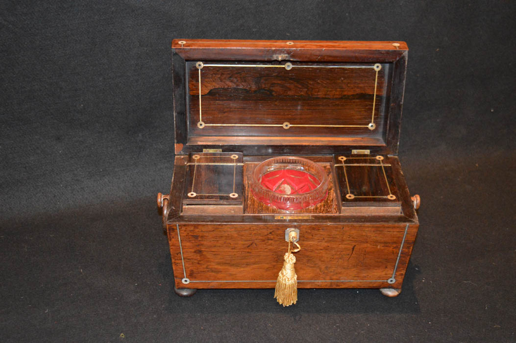 A Very Nice Rosewood Mother of Pearl Inlaid Tea Caddy