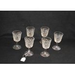 A Set of Six Waterford Crystal Sherry Glasses