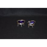 A Pair of Silver Footed Salts, Blue Liners, Birmingham 1908