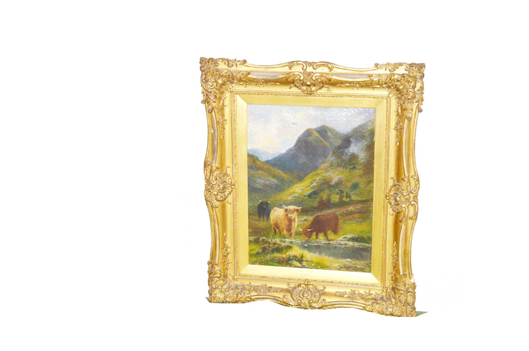 An Early Oil Painting ‘Scottish Cattle’ – D Sherrin