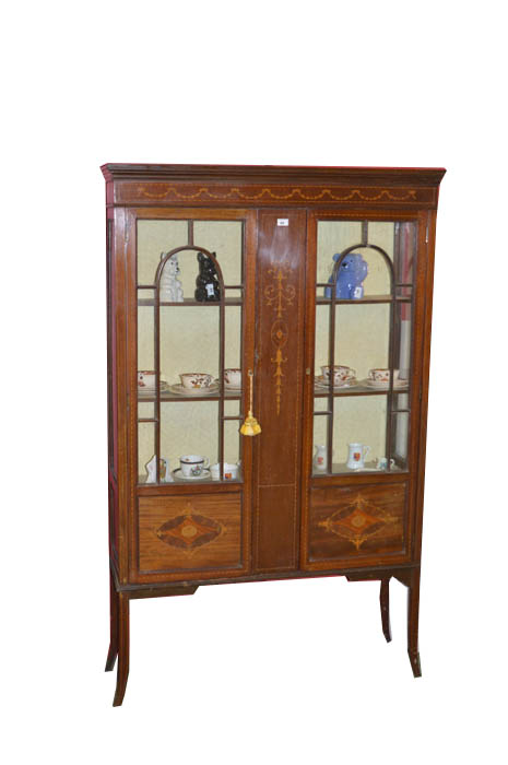 An Inlaid Mahogany Two Door Display Cabinet