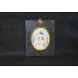 A Gilt Framed Miniature 'Lady with Veil'