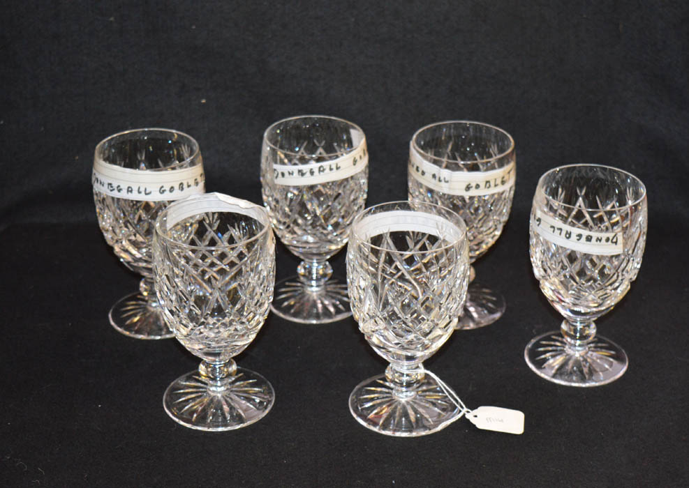 A Set of Six Large Waterford Crystal Goblets