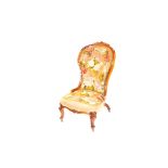 A Good Mahogany Framed Spoon Back Ladies Chair, Tapestry Covering