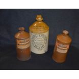 An old Gledhill and Whitley Flagon and Two Stephens Ink Bottles