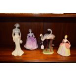 A Sundry Lot of a Flamingo Figurine and Three Other Figurines