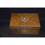 A Very Fine Mother of Pearl Inlaid Walnut Writing Box