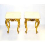 A Pair of Small Gilted Lamp Tables