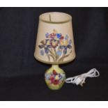 A Yellow Moorcroft Table Lamp, Orchid Decoration and Matching Shade, Paper