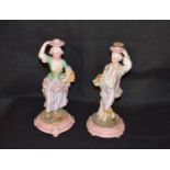 A Pair of Porcelain Figurine Lamp Bases
