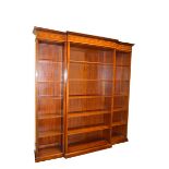 A Very Nice Inlaid Mahogany Breakfront Open Bookcase