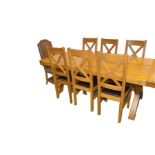 A Very Good Oak Dining Room Table and Matching 8 Chair Set