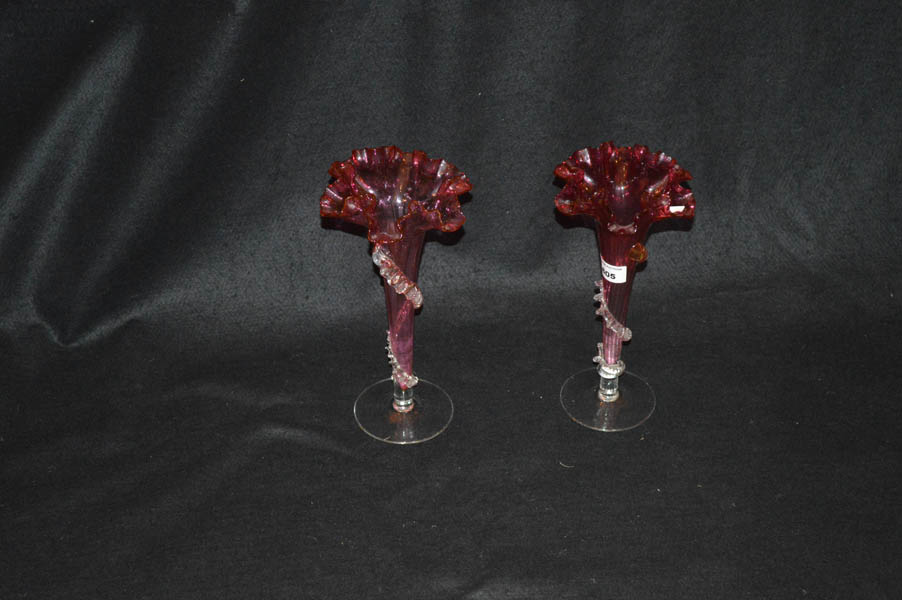 A Very Nice Pair of Ruby Vases