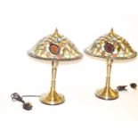 A Pair of Tiffany Glass Table Lamps