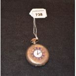 A Silver Half Hunter Pocket Watch Enamel Front Case,