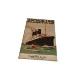 An Early Old Anchor Line 'Londonderry - New York' Advertising Poster, Approx 40'' x 24''