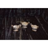 A Set of Three Silver Two Handled Salts, Birmingham 1899