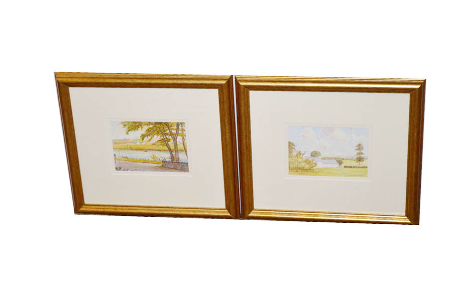 A Pair of Watercolours 'Fishing' and 'The Homestead' - Aylmer Armstrong