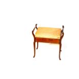 An Inlaid Mahogany Upholstered Piano Stool