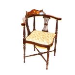 A Very Nice Inlaid Mahogany Corner Chair