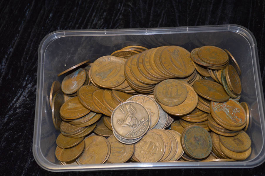 A Box of Mainly Old Irish Pennies