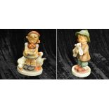 Two Hummel Figurines 'Goose Girl' and 'Boy with Lamb'