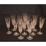 A Str of Twelve Tyrone Crystal Champagne Flutes