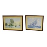 Two Large Framed Prints 'Sailing Ships'