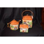 A Beswick Biscuit Barrell, Teapot and Butter Dish