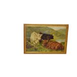 An Early Oil Painting 'Highland Cattle