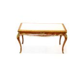 A Kingwood Marble Top and Brass Mounted Coffee Table