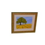 An Oil Painting 'Oak Tree in Cornfield' - John Halliday