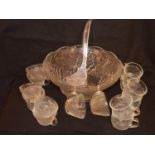 A Good Crystal Punch Bowl and Glass Set
