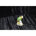 A Limited Edition Crown Derby Paperweight 'Amazon Green Parrot'