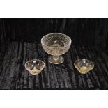 A Tyrone Crystal Footed Bowl and Two Glass Dishes