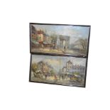 A Pair of Large Parisian Scene Oil Paintings