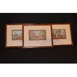A Set of Three Nicely Framed Embroidered Hunting Scenes