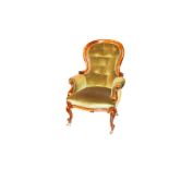 A Large Mahogany Framed Button Back Armchair