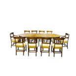 An Inlaid Mahogany Dining Room Table and a Set of 8 inlaid Mahogany Dining Room Chairs inc 2