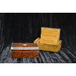 An Art Deco Inlaid Walnut Cigarette Box & a Victorian Walnut Box