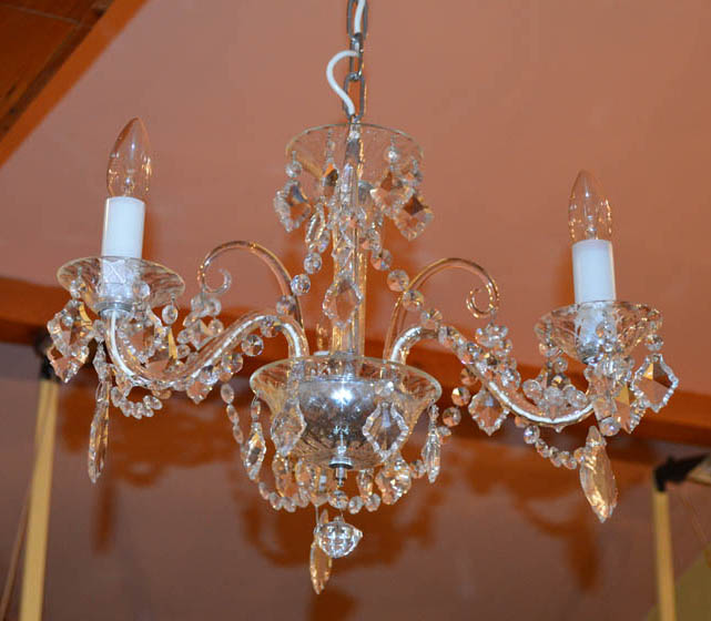 A Three Branch Crystal Chandelier