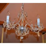 A Three Branch Crystal Chandelier