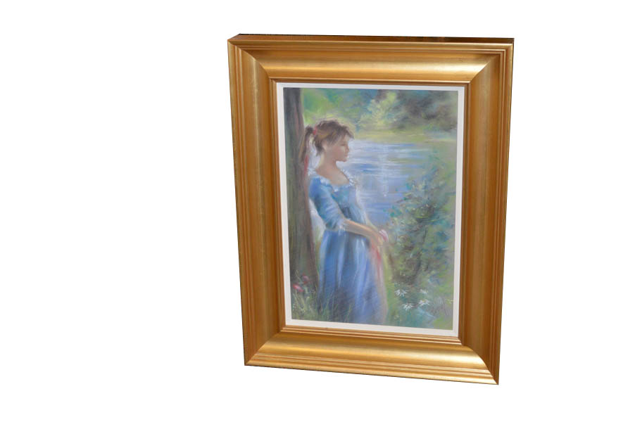 A Gilt Framed Pastel 'Pensive' - Stephen Brown