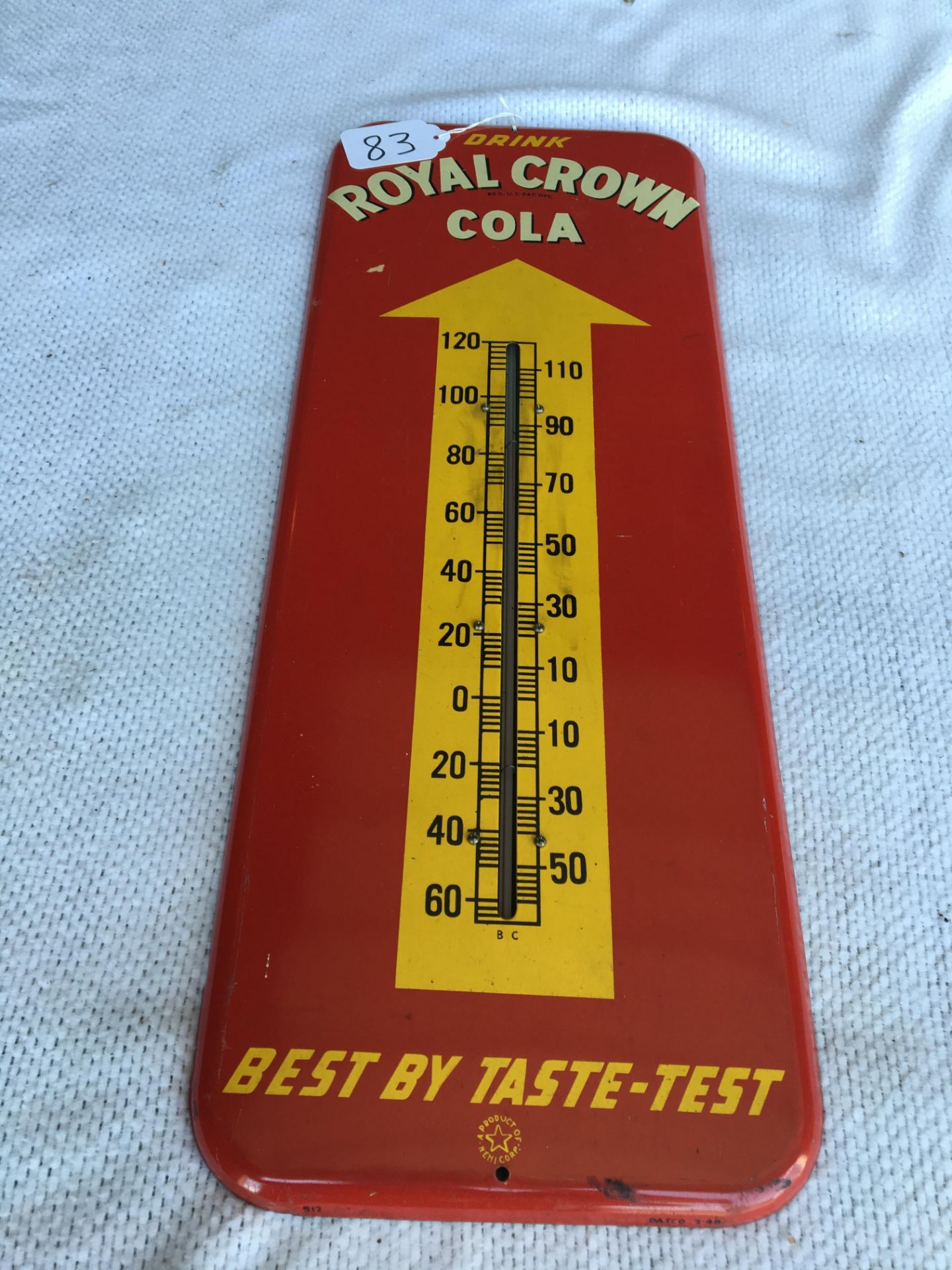 Royal Crown Cola, 9 ¾” x 25 ½”, Thermometer ( Dasco 2-48)