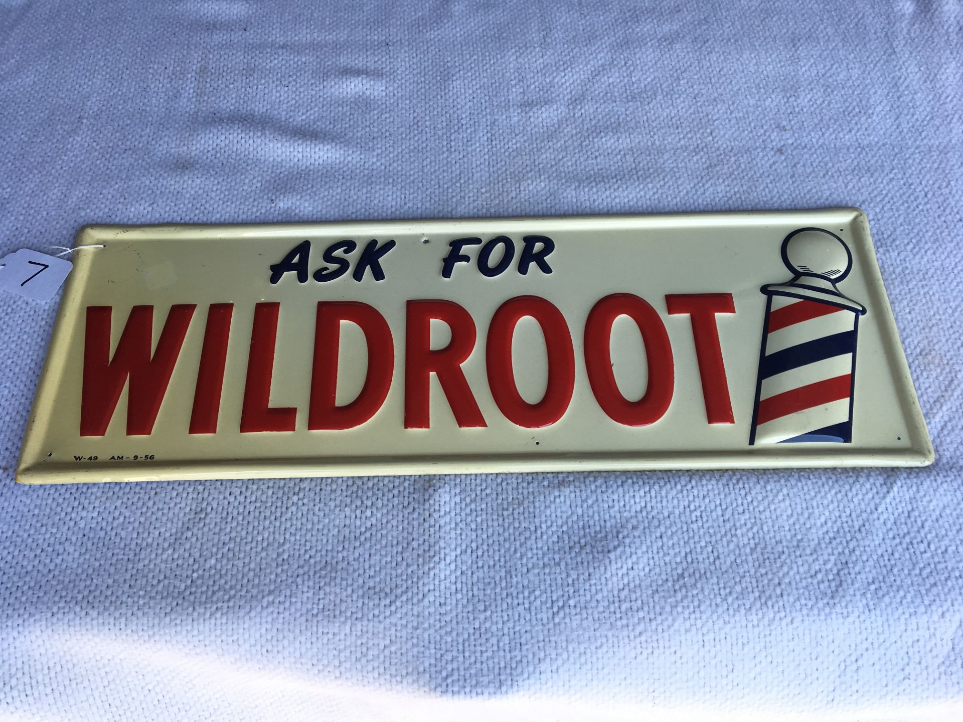 Ask for Wildroot Metal Sign, 9 ¾” x 27 ¾”, (W-49) (AM-9-56)