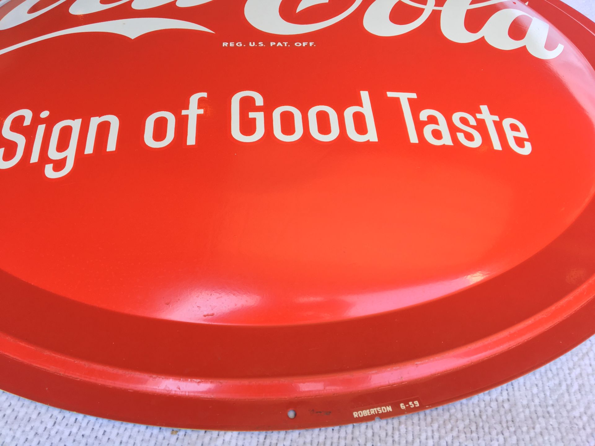 Coca-Cola 36” Round Sign, Robertson (6-59) - Image 2 of 2