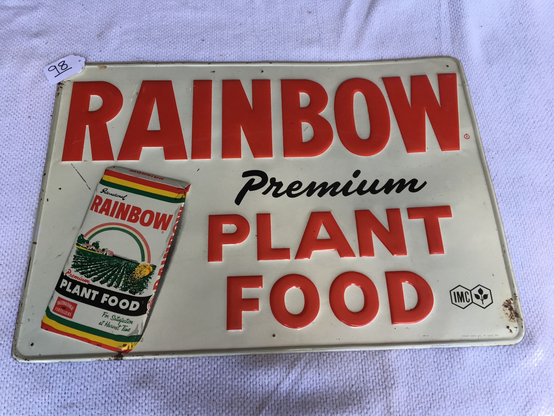 Rainbow Plant Food, 19 ½” x 27”, Metal Sign, Stout Sign Company